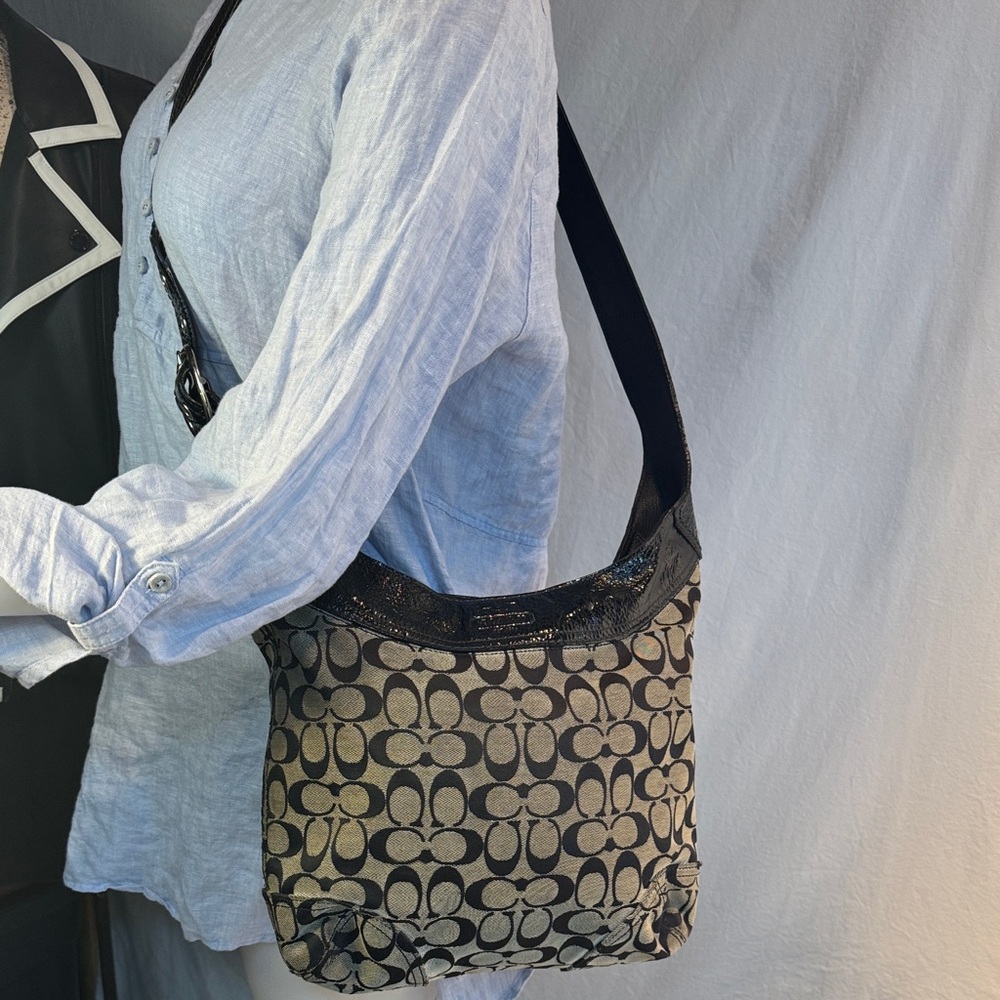 Coach Black and Gray Signature Crossbody Bag - Picture 4 of 13
